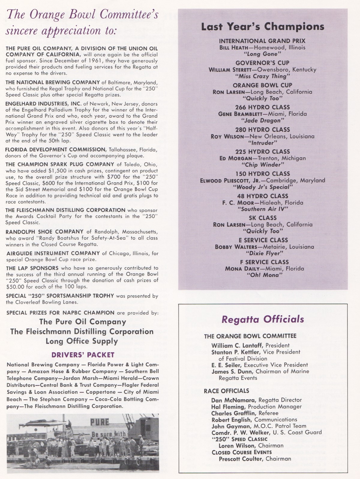 1968 Miami Orange Bowl Regatta